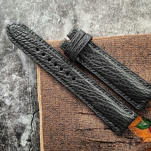 Black Shark Skin Watch Straps, Leather Watch Bands, Best Leather Watch Straps 28mm, 26mm, 24mm, 22mm, 21mm, 20mm, 19mm, 18mm, 16mm