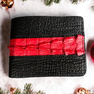 Cadeau voor hem, cadeau voor papa, Black Shark Skin Men Wallet, Lederen Portemonnee voor Mannen, Billfold mannen portemonnee, Bi-fold mannen portemonnee, Beste Portemonnee