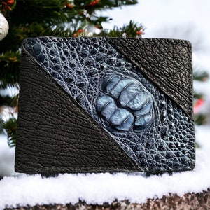 Geschenk für ihn, schwarze Haifischhaut Männer Brieftasche, Leder Brieftasche für Männer, Brieftasche Männer Brieftasche, zweifache Männer Brieftasche, beste Brieftasche für Männer