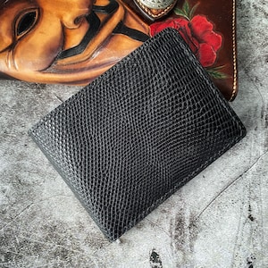 Cartera de hombre personalizada con diseño de lagarto negro, cartera de cuero para hombre, cartera para hombre con dos pliegues, la mejor cartera para hombre, cartera personalizada
