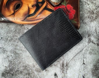 Custom Black Lizard Men Wallet, Leather Wallet for Men, Billfold men wallet, Bi-fold men wallet, Best Wallet for Men, Personalized wallet