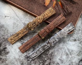 Combo 3 Sets of Watch Straps, Nubuck Ostrich Leg Watch Straps, Ostrich Leg Watch Bands , 22mm, 21mm, 20mm, 19mm, 18mm, 16mm