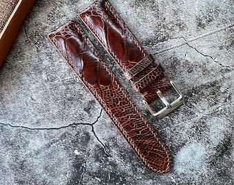 Dark Brown Ostrich Leg Leather Watch Straps,  Leather Watch Bands, Best Leather Watch Strap 24mm, 22mm, 21mm, 20mm, 19mm, 18mm, 16mm
