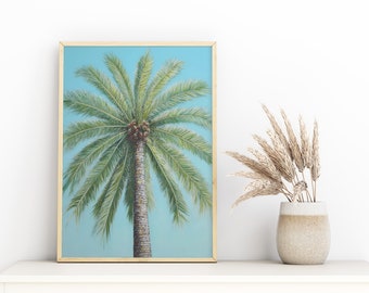 Printable Palm Tree Wall Art - Boho Coastal Decor - Beach House Art