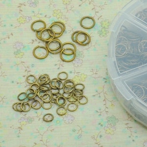 100 runde Biegeringe, 5 mm oder 8 mm, Bronzemetall, Sortimentsbox