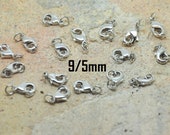 10 clasps, classic musket type, 9 5mm, with junction rings, round 3mm, silver metal, for bracelet