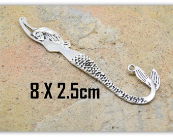 1 bookmark, book reading, mermaid, sea ocean, silver metal