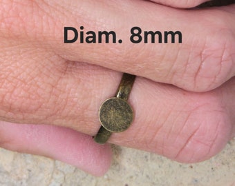 5 adjustable rings, in bronze metal, base support, 8mm round plate, for cabochon
