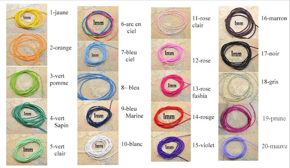 1 mètre, fil élastique, diamètre 1mm, couleur multicolore