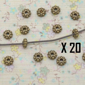 20 ou 100 perles, intercalaire, fleur, en métal bronze image 1