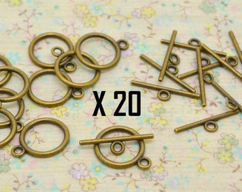 20 set clasp toggle, bronze metal, diameter 14mm