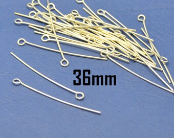 100 nail length 36mm, silver-plated eye pins