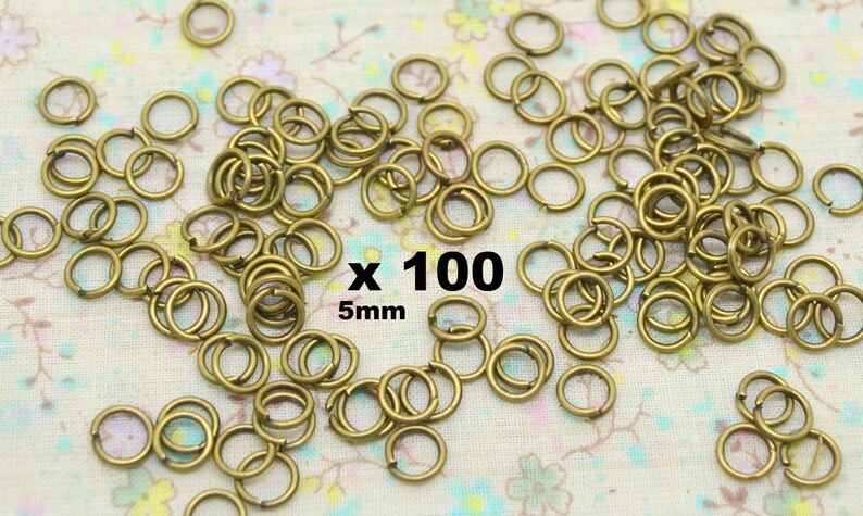 100 anneau de jonction, rond, 5mm ou 8 mm, métal bronze, boite assortiment x100 anneaux 5mm