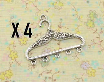 4 hanger charms, silver metal, dressing room clothing, women's clothing