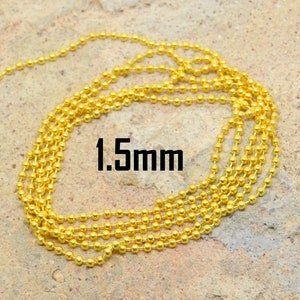 chain by the meter, ball mesh, in gold plated metal, diameter 1.5mm image 1