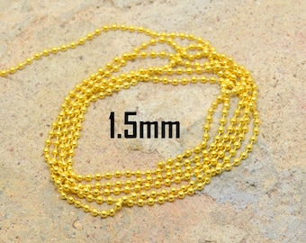 chain by the meter, ball mesh, in gold plated metal, diameter 1.5mm