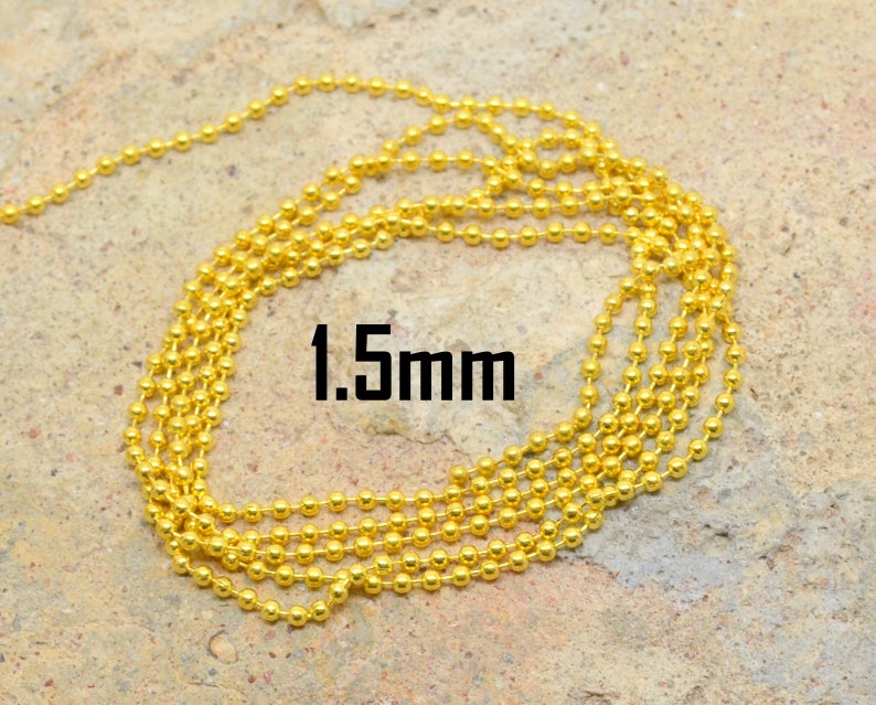 chain by the meter, ball mesh, in gold plated metal, diameter 1.5mm image 1