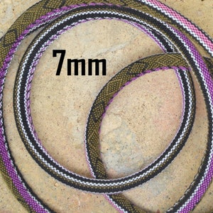 1 mètre cordon corde lacet tressé ethnique 7mm violet noir marron image 1