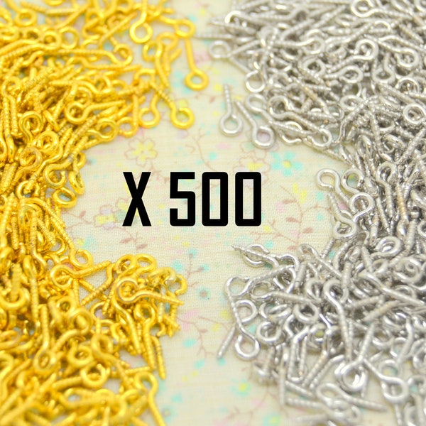 50 or 500 screw bolts, of gilded metal, of silver metal, length 10 mm