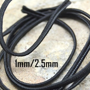 1 ou 10 mètres, corde cordon lacet, nylon tressée, noir, 1mm/2.5mm image 1