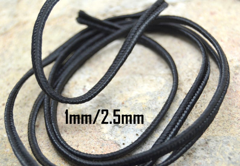 1 ou 10 mètres, corde cordon lacet, nylon tressée, noir, 1mm/2.5mm image 1