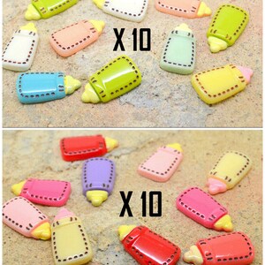 10 embellissements scrapbooking, biberon bébé, naissance bébé fille ou garçon, en plastique, cabochon 12mm/20mm