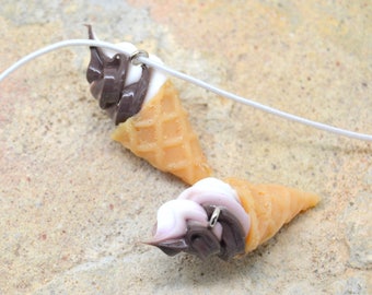 2 breloques glace, chocolat, matière plastique, pendentif enfant