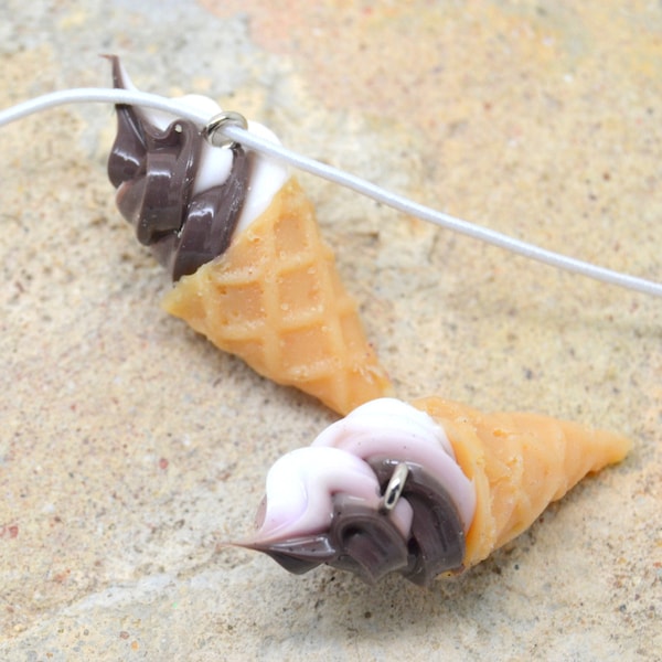 2 breloques glace, chocolat, matière plastique, pendentif enfant