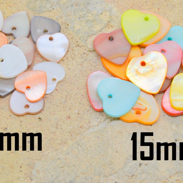 15 breloque ou pendentif coeur, nacre couleur pastel, mix multicolore, création enfant