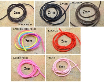 nylon thread, by the meter, diameter 2mm, multicolor, rat tail, silk cord, shamballa