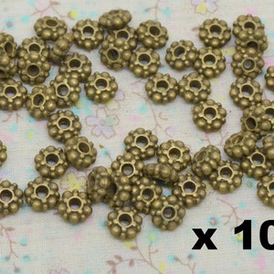 20 ou 100 perles, intercalaire, fleur, en métal bronze image 2