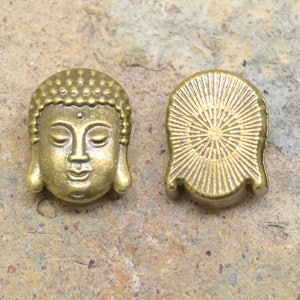 2 perles passantes, bouddha, pour cuir plat 10mm, en métal bronze image 2