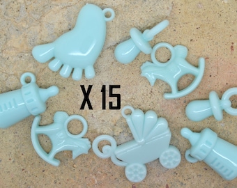 15 charm baby boy blue, plastic, size XL, decorative candle