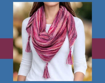 Dreieckstuch stricken, Bandana aus Baumwolle, leichter Sommer-Cottagecore-Boho-Schal