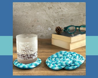 Handgemachte geflochtene keltische Knoten-Untersetzer - Küsten-Teal-Untersetzer (4er-Set)