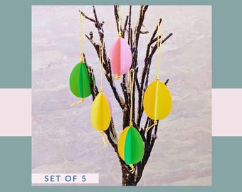 Fröhliche Papier Osterei Ornamente, Frühlingsbaum Dekor, 5er Set
