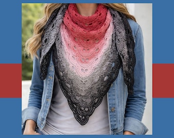 Häkelspitze Schal, Dreieckstuch aus Baumwollmischung für Frühling Schichtung, Schulter drapieren