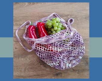 Gehäkelte Netz-Markttasche - Wiederverwendbare Einkaufstasche aus Baumwolle