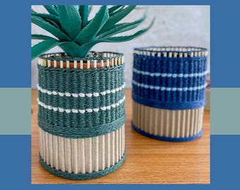 Handgemachte gewebte Planter Set | Rustikale Bauernhaus Deko, 2er-Set