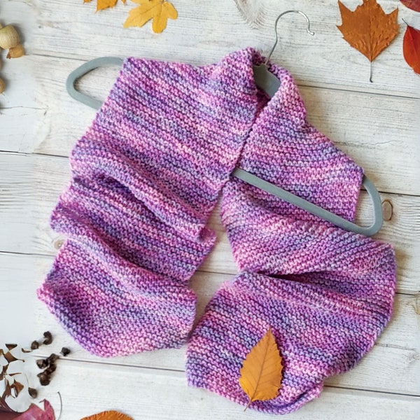 Cozy Handmade Chunky Knit Scarf in Pink and Lavender  - Non-itch Acrylic Neck Warmer for Girl - Women Winter Accessory - Teen Daughter Gift