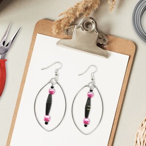 Orecchini pendenti con perline fatti a mano (colori multipli), gioielli Boho per l'estate, cerchi oblunghi con ciondoli di perline di carta
