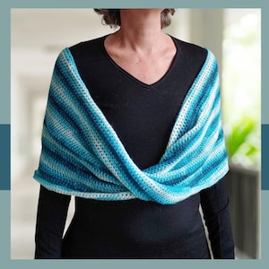 Handmade Crochet Shoulder Wrap – Wool Blend Mobius Twist Infinity Scarf – Winter Gift for Her