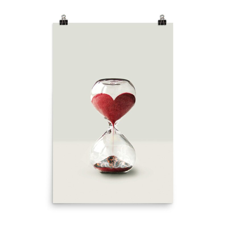Hourglass HEART Print Love Print Wall Art Wall Decor Heart Etsy