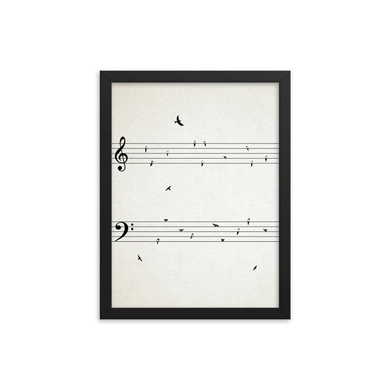 FRAMED Sheet Music with Birds Print Music Wall Art Musical Etsy
