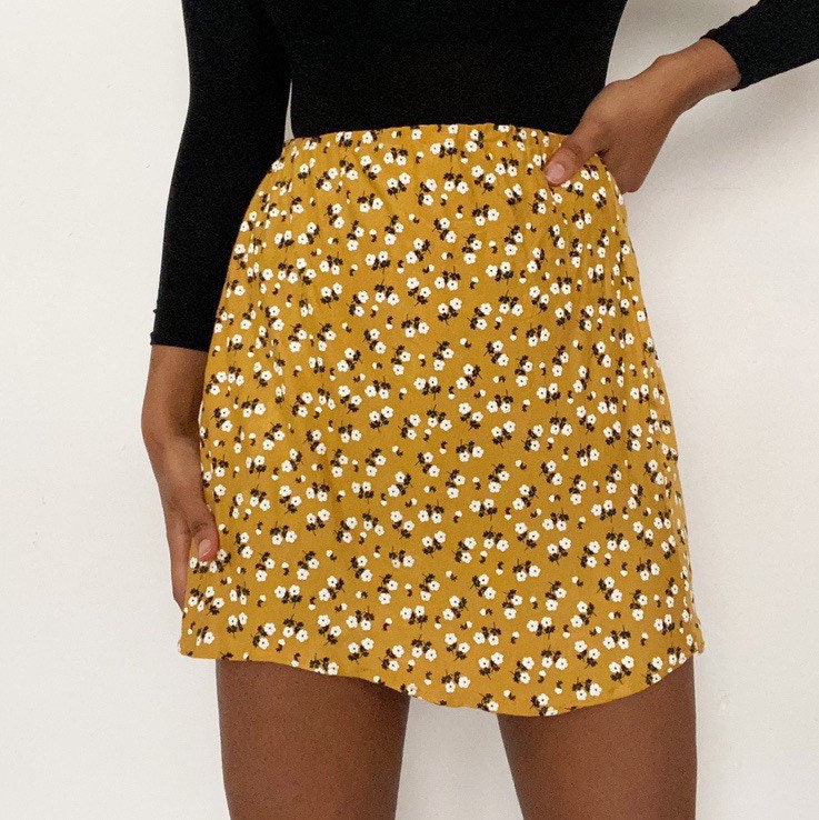 Yellow Ditsy Floral Mini Skirt | Etsy