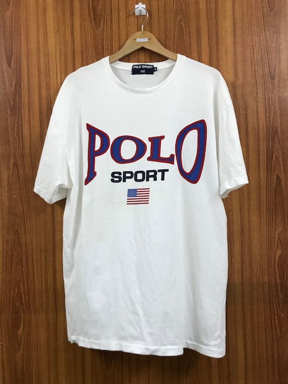 Polo Sport, Vtg Rare 1990s Spellout Polo Sport USA Color Block Nice Design