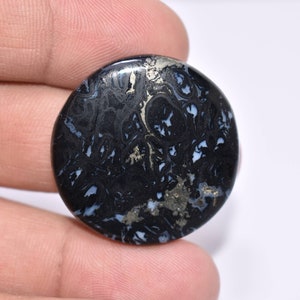 Flat Back 41 Cts Black Pyrite Crystals Cabochon