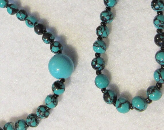 Mala - 108 Bead - Teal and Black