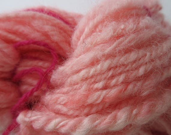 Squishy Cheeks - Pink Handspun, Hand Dyed, Romney Wool Skein