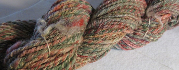 Carney's Breakfast - Muted candy striped hand spun, hand dyed yarn
